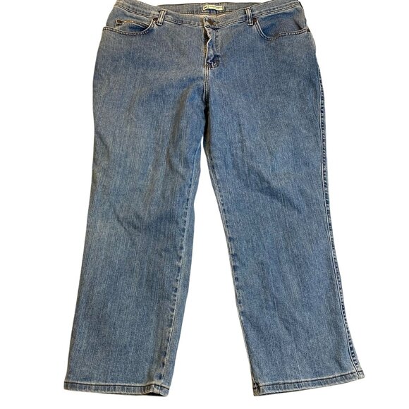 Lee Womens Jeans 20W Petite Relaxed Straight Leg Blue Denim At The Waist - Picture 1 of 9